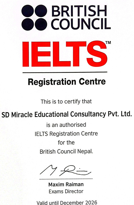 British Council IELTS Registration Certificate